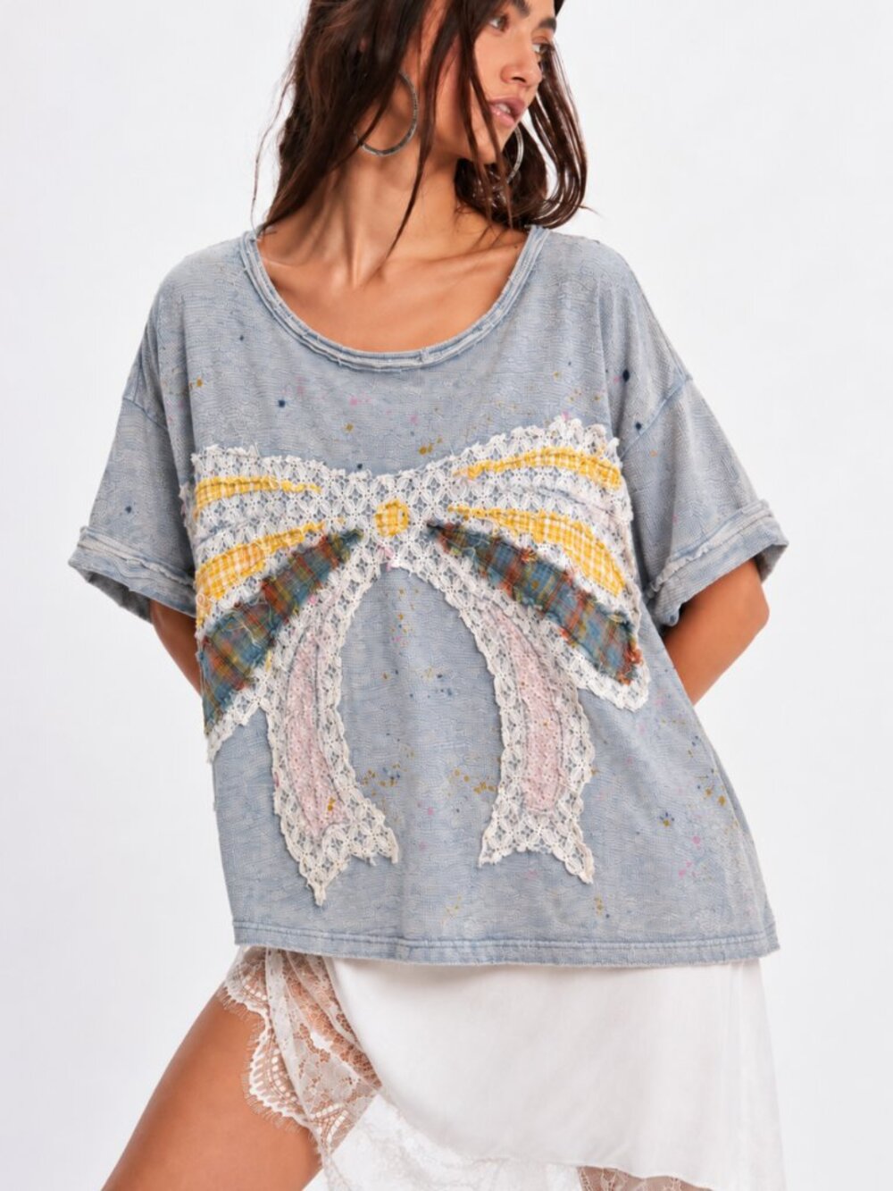 OLI & HALI SPLATTER BOW OVERSIZED TEE